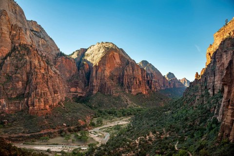 View from Angels Landing Trail to Zion Canyon