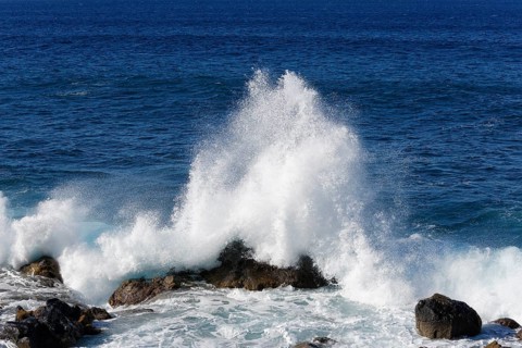 Surf on a rocky coast
