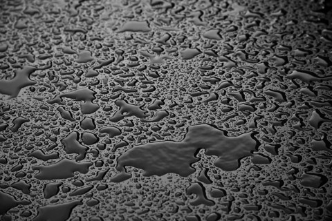 Water drops on a plastic surface