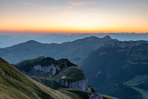 View of Ebenalp and Appenzeller Land in morning mood