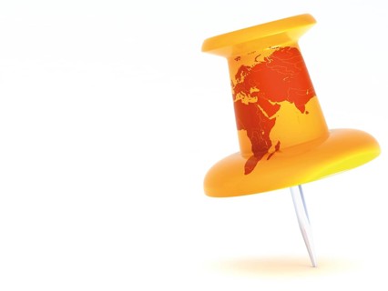 Push pin with a map of Europe