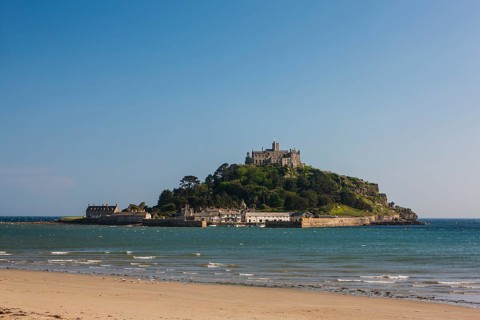 Island of St Michael's Mount at high tide
