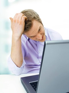 Businessman working on a laptop