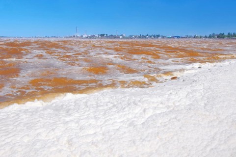 Lake contaminated by chemical waste