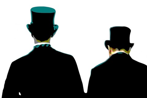 Two men wearing cylinder