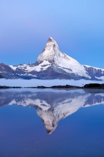 Matterhorn reflected in Lake Stellisee at dusk