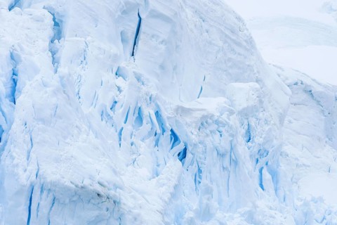 Ice crevasses created by glacier calving