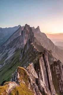 Mountain ridge in the Alpstein range in evening light