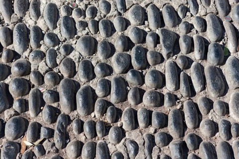 Old cobblestoned road in the historic town centre of Funchal