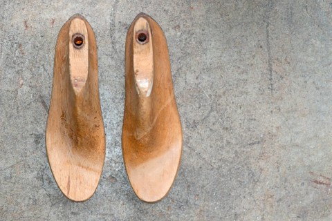 Two antique lasts for manufacturing shoes