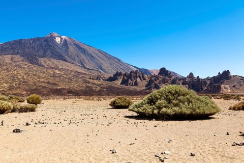 Pico del Teide volcano with lava rocks in the Teide National Park