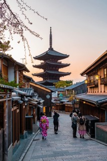 Pedestrian with kimono