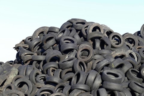 Old car tires in a heap