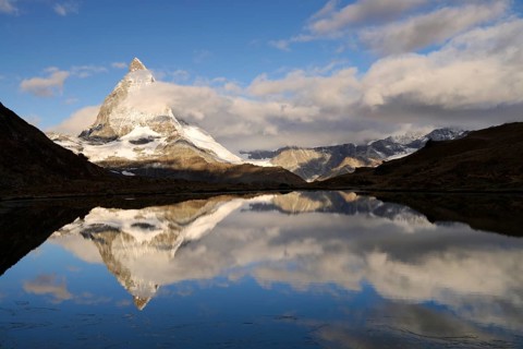 Mt Matterhorn reflected in Riffelsee Lake