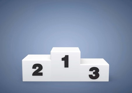 Empty podium with the numbers 1