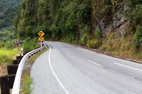 Dangerous curve' warning sign