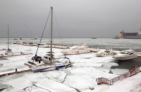 Port of Odessa in winter