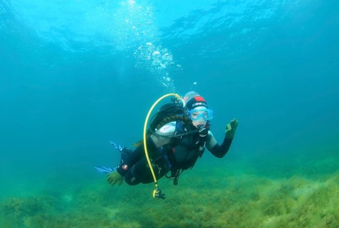 Woman scuba diving