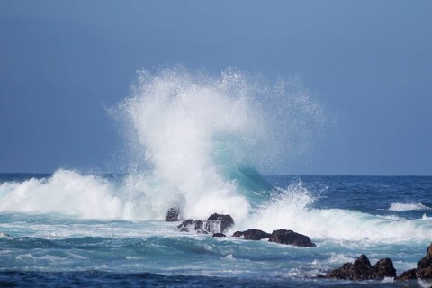 Waves on the rocky shore
