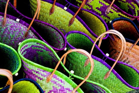 African straw bags at an African market