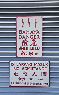 Multi-lingual warning signs