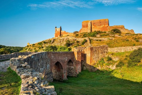 Castle ruin Hammershus in the morning light