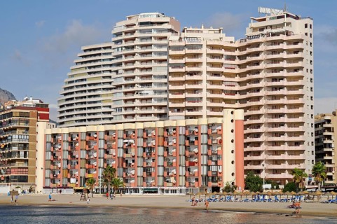 High-rise buildings at Playa Arenal Bol beach