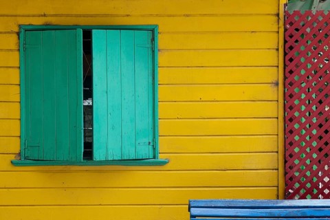 Colorful facade with shutters