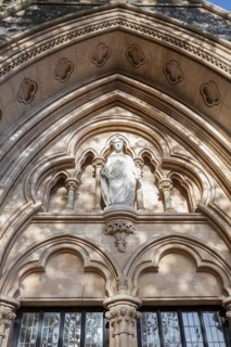 Detailed view of the main entrance of Southwark Cathedral