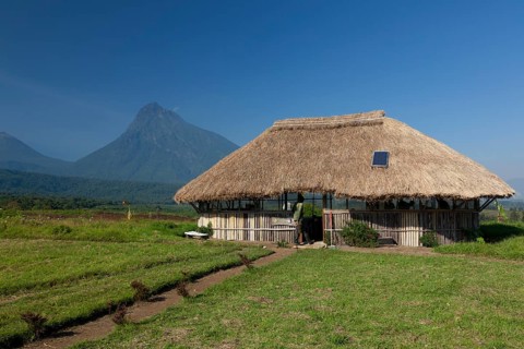 Park rangers' hut in the Virunga National Park at the foot of the Mount Mikeno volcano