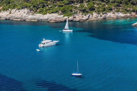 Yachts in the bay of Cala Galdana
