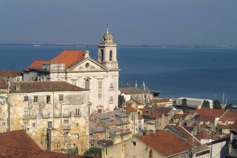 View of the eastern part of Alfama from viewpoint Portas do Sol