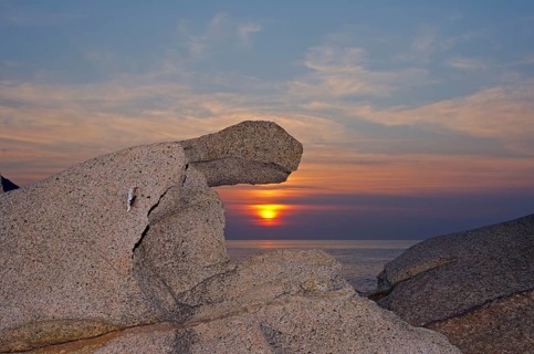 The bizarre rocks at the Gulf of Porto at sunset