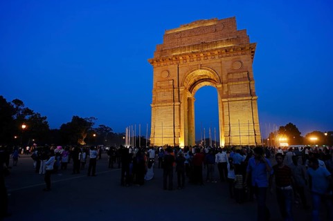 India Gate or All India War Memorial Arch by Sir Edwin Landseer Lutyens in the evening