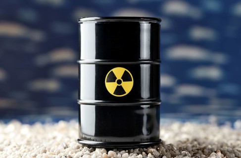 Barrel with a radiation warning symbol