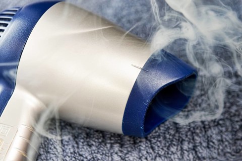 Smoke coming from a hairdryer