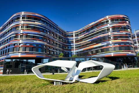 Modern sculpture by the architectural firm BAT in front of the State Ministry for Urban Development and Environment