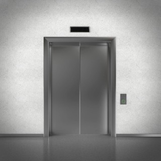 Closed elevator doors in a business lobby