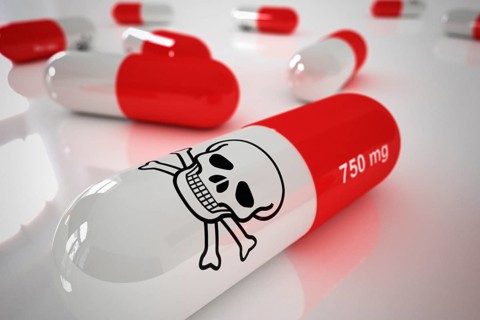 Poison pill with a skull sign on it