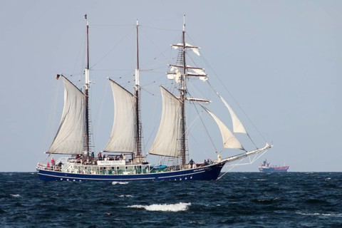 Three-masted traditional rig sailing ship Santa Barbara Anna