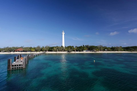 Amedee Island in the South Seas with the lighthouse of Ilot Amedee or Le Phare Amedee