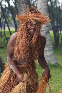 South Sea dancer wearing a traditional costume