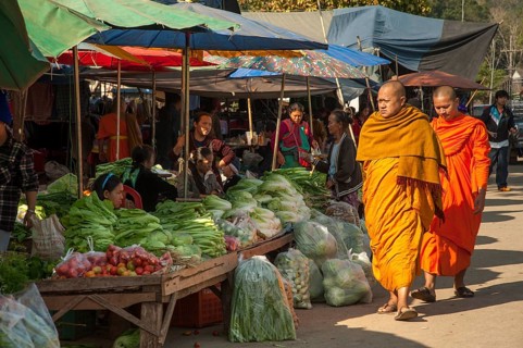 Buddhist monks while shopping