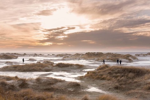 Strong westerly winds driving water from the North Sea into the dunes