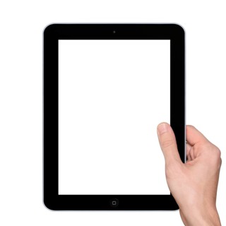 Hand holding a tablet computer