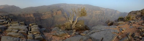 The deep canyon of the Wadi Ghul
