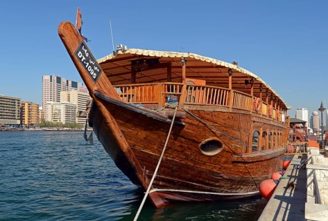 An old wooden dhow on Dubai Creek