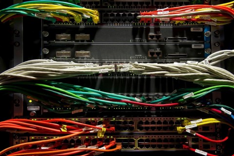 Computer server with cables