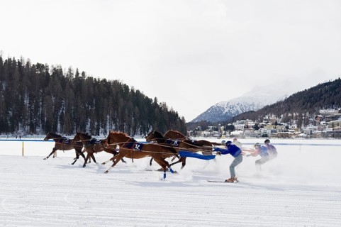 Horse racing on a frozen lake