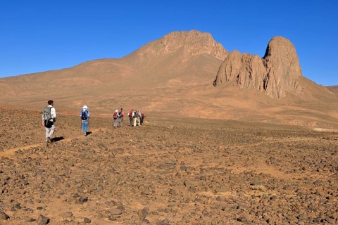 Group of hikers at the diatreme